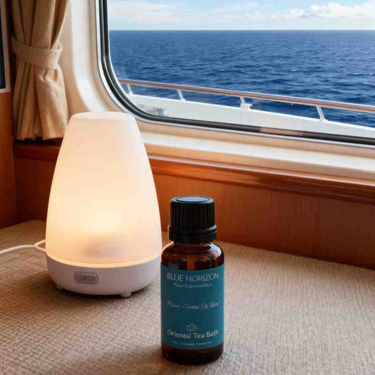 Blue Horizon aromatherapy oil diffusing for clarity, focus, and a clean, refreshing home atmosphere.