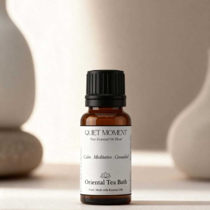 Oriental Tea Bath Quiet Moment essential oil blend for deep relaxation and anxiety relief.