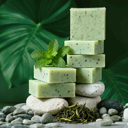 Oriental Tea Bath Fresh Clarity 100% natural soap bar with spearmint and green tea.