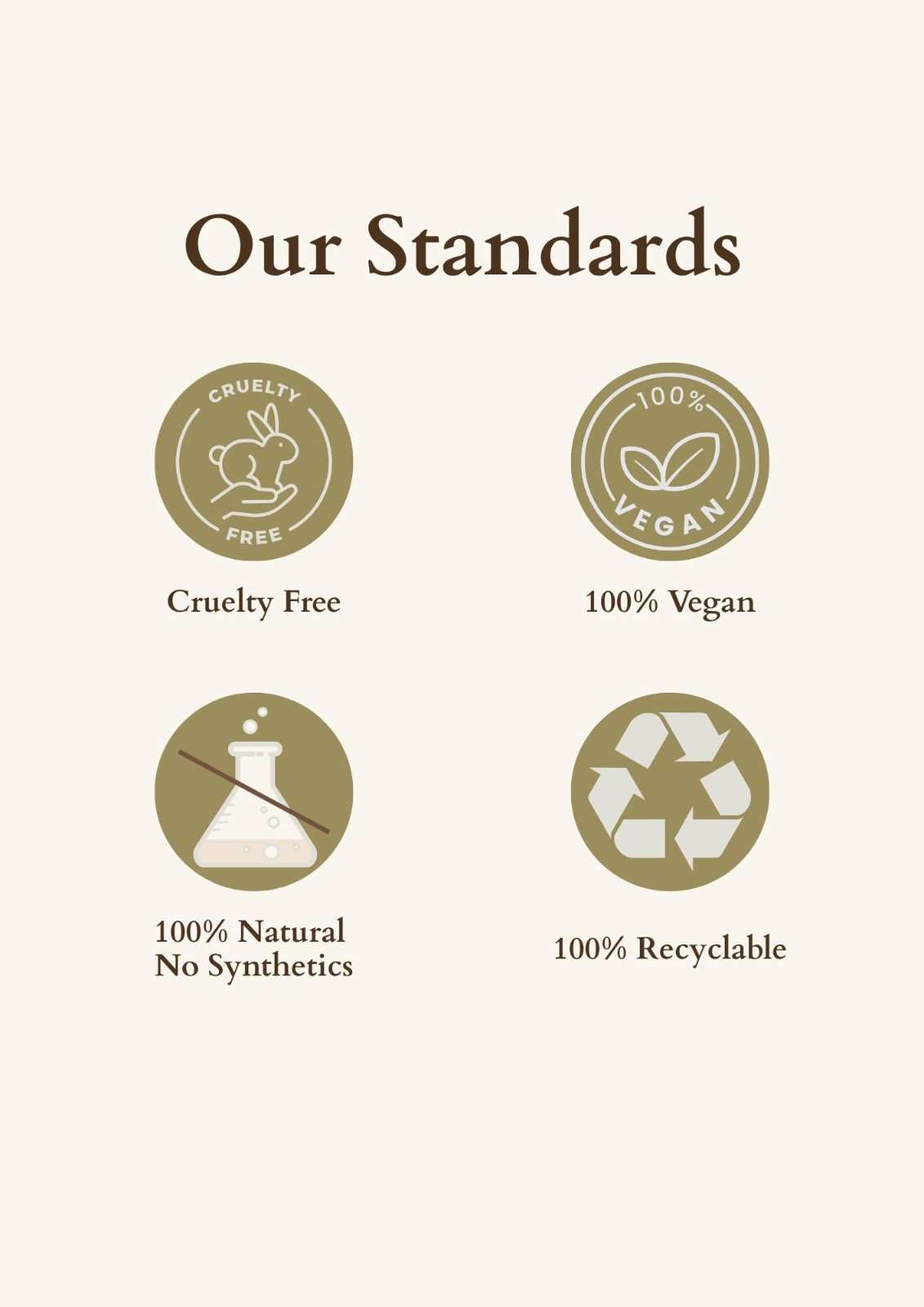 Oriental Tea Bath Standards: 100% Vegan, Cruelty-Free, Natural, and 100% Recyclable product.