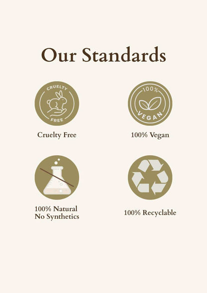 Oriental Tea Bath Standards: 100% Vegan, Cruelty-Free, Natural, and 100% Recyclable product.