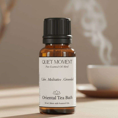 Aromatherapy use: Quiet Moment essential oil blend in a home diffuser for peace.